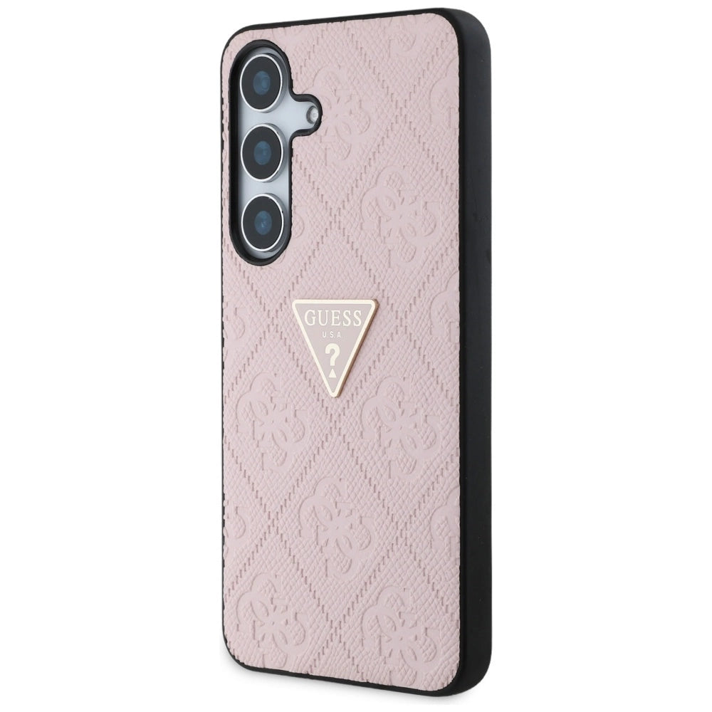 Guess Hot Stamp 4G Pattern Triangle Metal Logo Case for Samsung Galaxy S25 - Pink_1