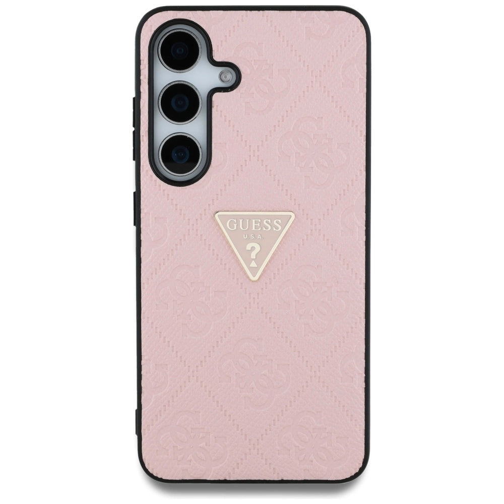 Guess Hot Stamp 4G Pattern Triangle Metal Logo Case for Samsung Galaxy S25 - Pink_2