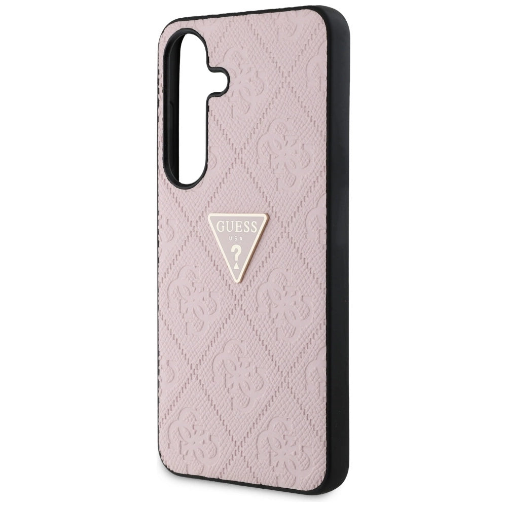 Guess Hot Stamp 4G Pattern Triangle Metal Logo Case for Samsung Galaxy S25 - Pink_5