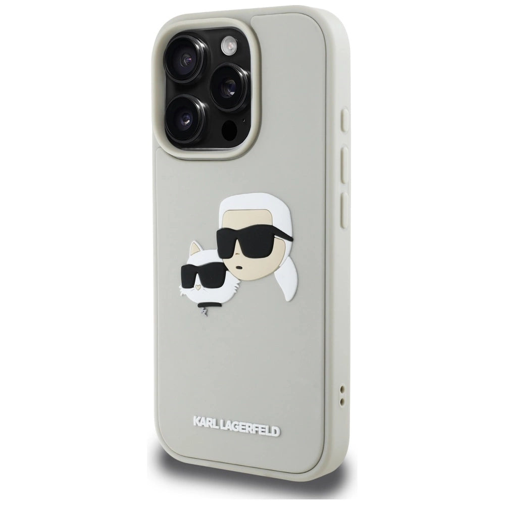 Karl Lagerfeld HC 3D Rubber Double Heads iPhone 16 Pro Case - Beige_1