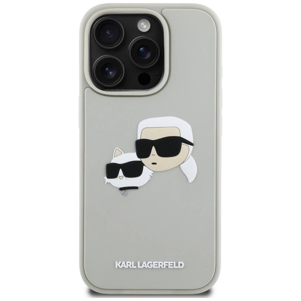Karl Lagerfeld HC 3D Rubber Double Heads iPhone 16 Pro Case - Beige_2