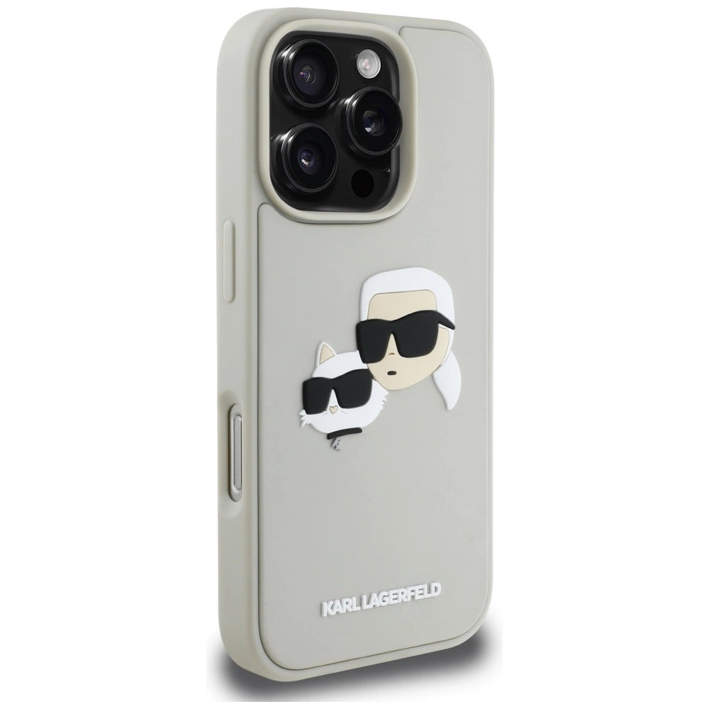 Karl Lagerfeld HC 3D Rubber Double Heads iPhone 16 Pro Case - Beige_3