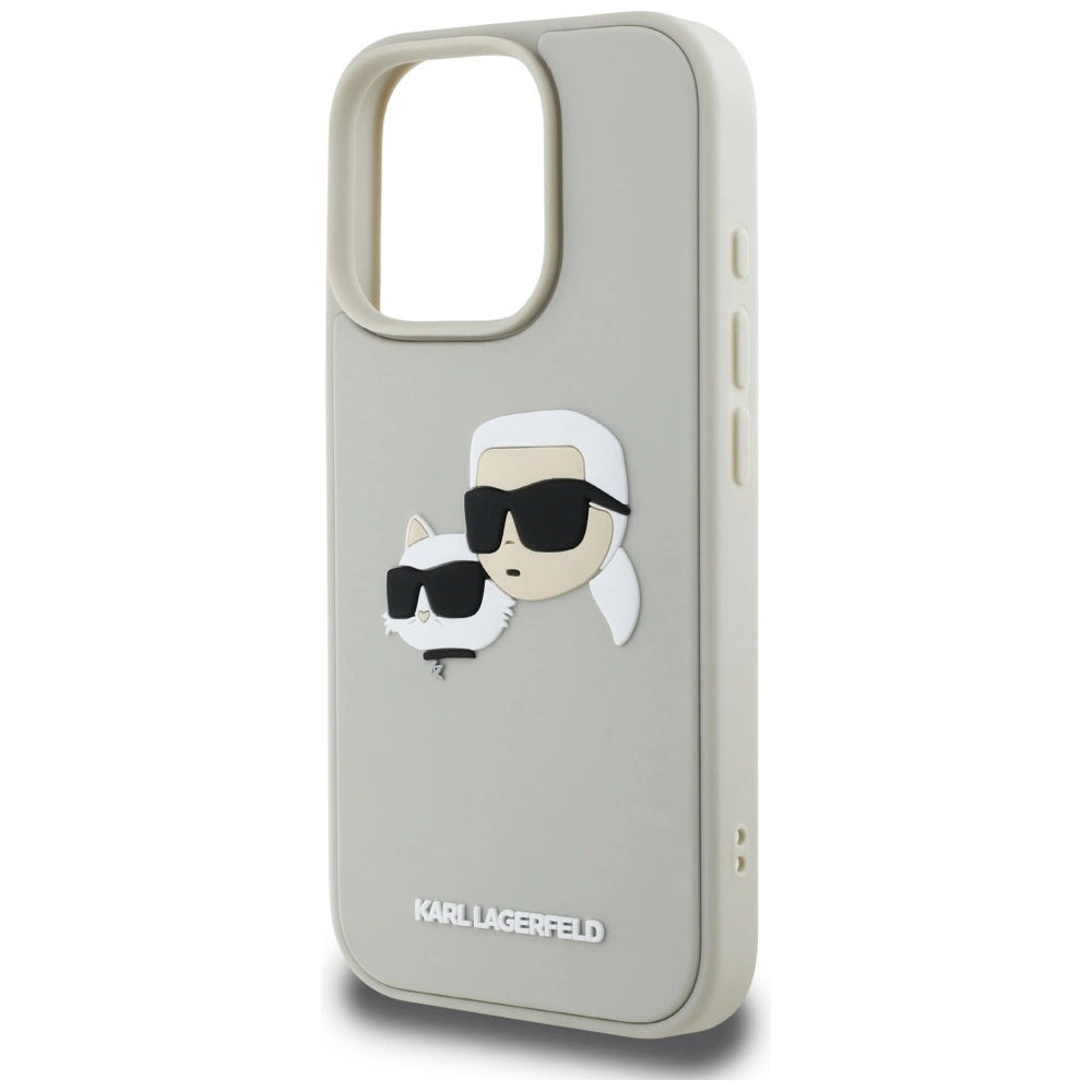 Karl Lagerfeld HC 3D Rubber Double Heads iPhone 16 Pro Case - Beige_5