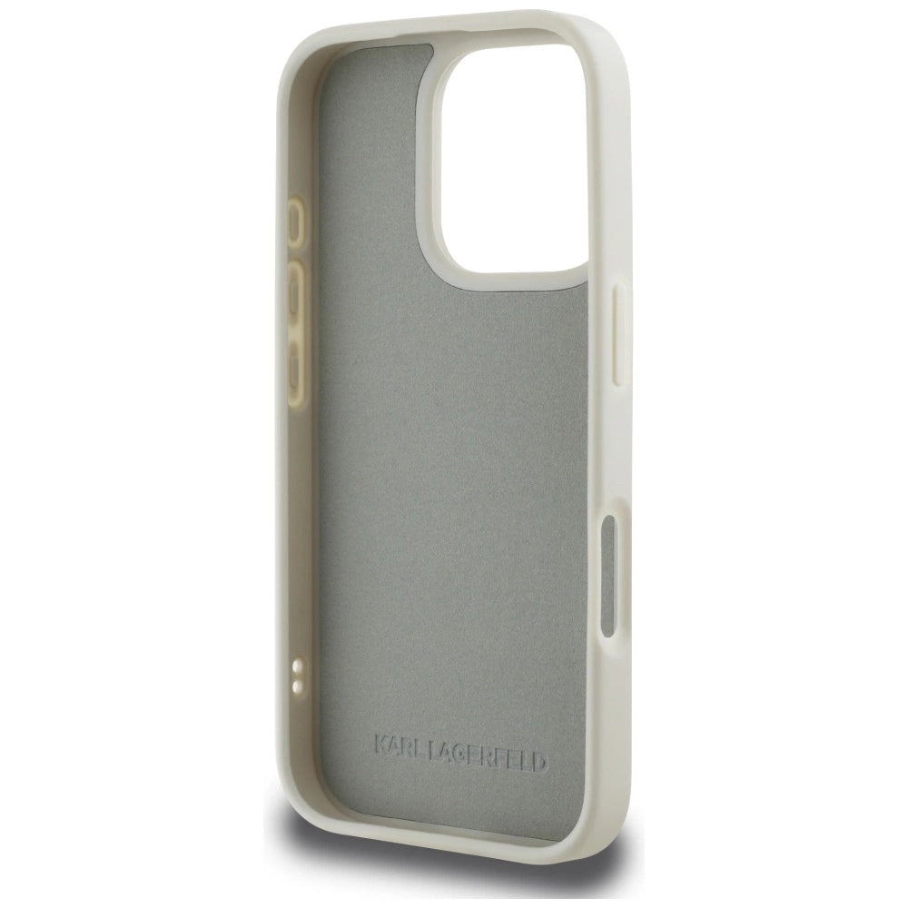 Karl Lagerfeld HC 3D Rubber Double Heads iPhone 16 Pro Case - Beige_6