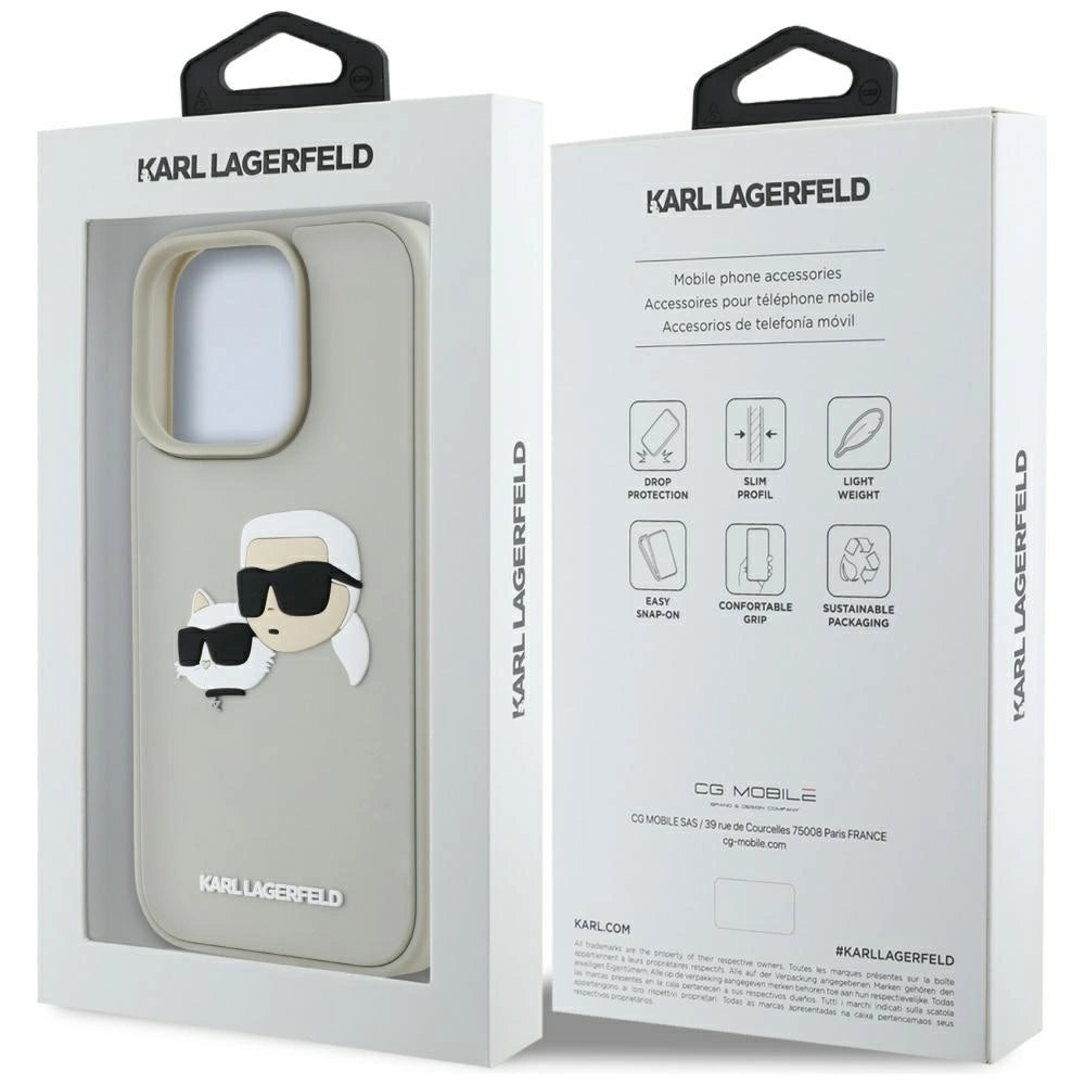 Karl Lagerfeld HC 3D Rubber Double Heads iPhone 16 Pro Case - Beige_7