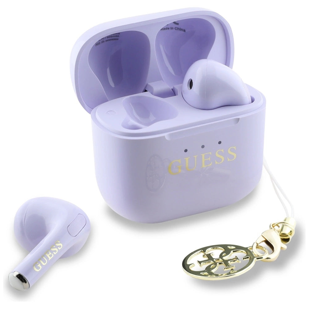 TWS Guess Glossy Effect Printed Classic Logo & Charm Headphones - Lavender_1