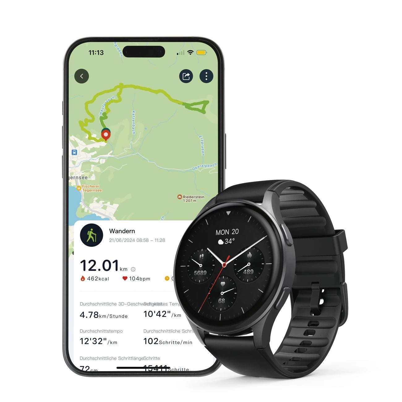 Hama 8900 GPS AMOLED Smartwatch 1.43" with Silicone Strap - Black_8