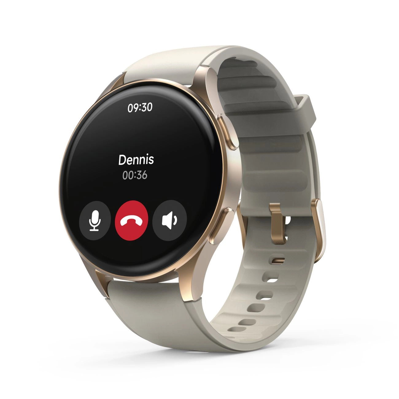 Hama 8900 GPS AMOLED Smartwatch 1.32" with Beige Silicone Strap - Gold_6