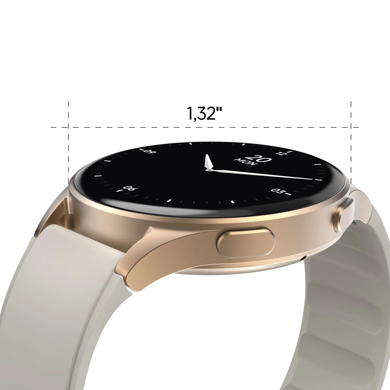 Hama 8900 GPS AMOLED Smartwatch 1.32" with Beige Silicone Strap - Gold_7