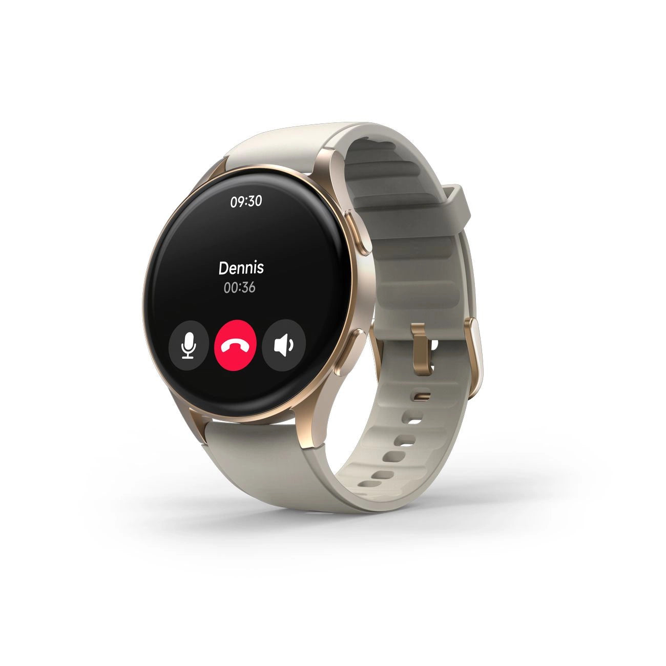 Hama 8900 GPS AMOLED Smartwatch 1.32" with Beige Silicone Strap - Gold_8