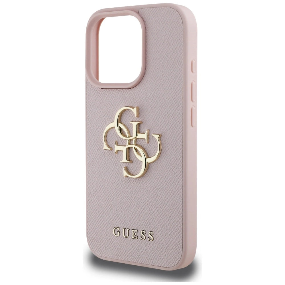 Guess Grained Big 4G Logo Small Classic Logo iPhone 16 Pro Max Case - Pink_5