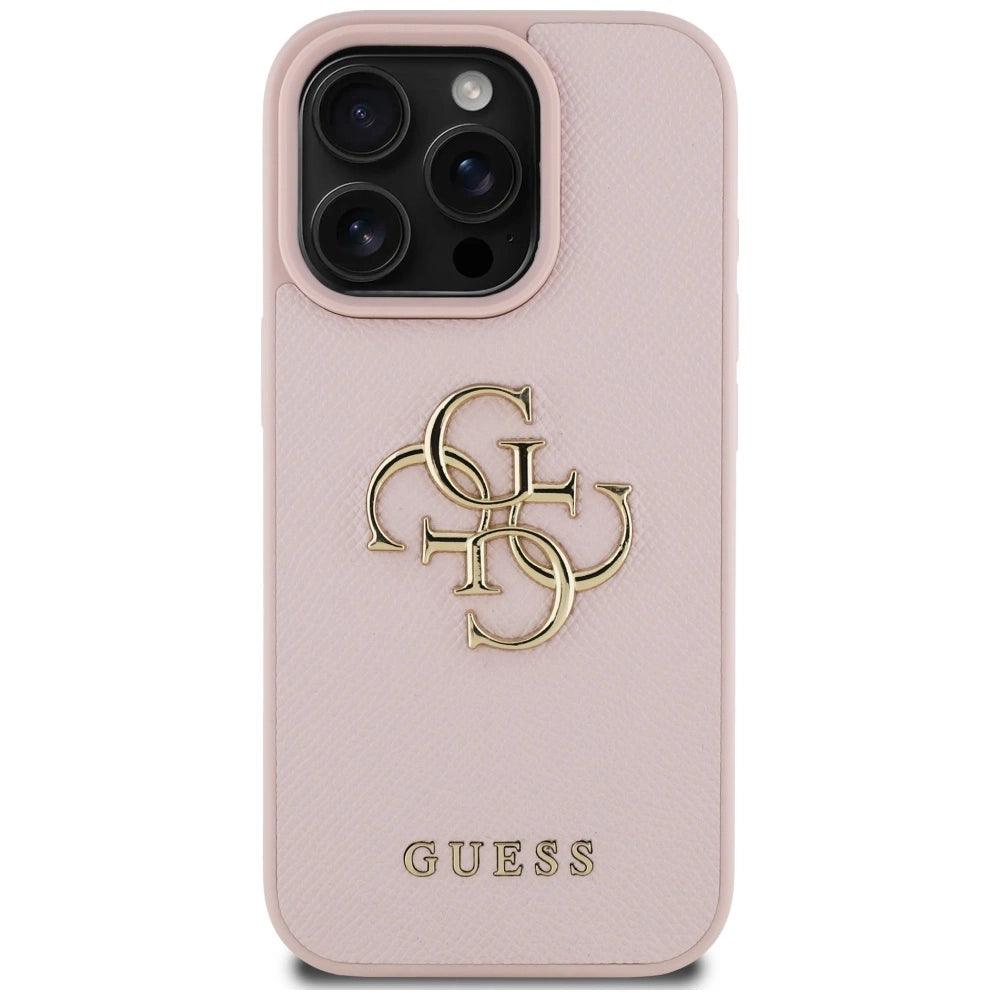 Guess Grained Big 4G Logo Small Classic Logo iPhone 16 Pro Case - Pink_2