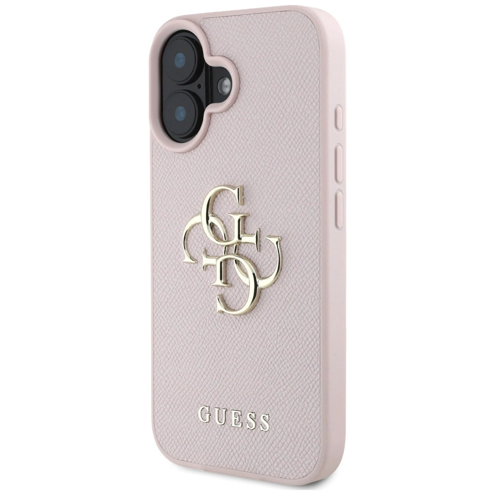 Guess Grained Big 4G Logo Small Classic Logo case for iPhone 16 - pink_1