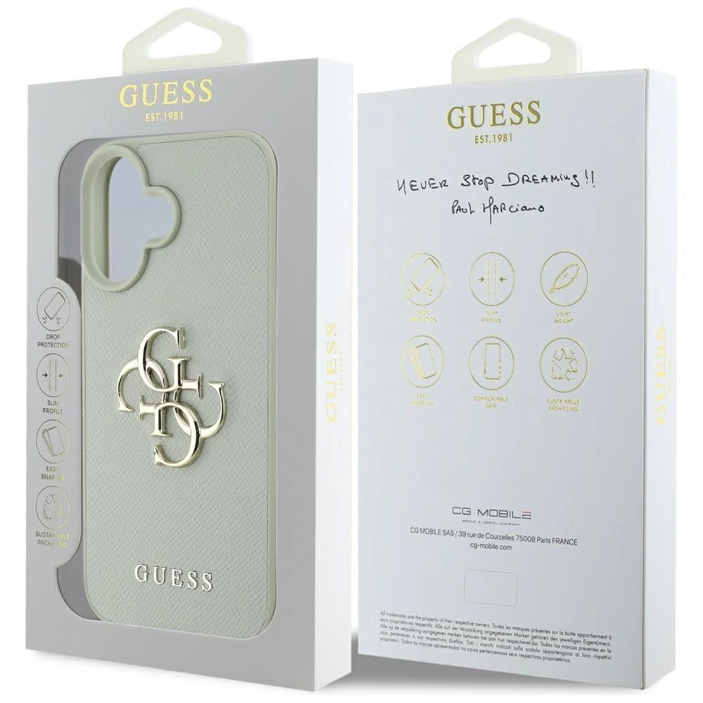 Guess Grained Big 4G Logo Small Classic Logo case for iPhone 16 - green_7