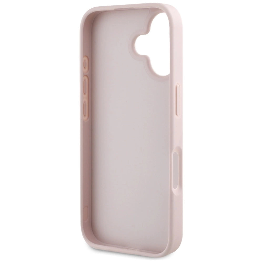 Guess Hot Stamp 4G Pattern Triangle Metal Logo iPhone 16 Case - Pink_6