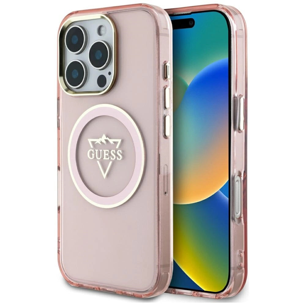 Guess IML Metal Mountain Logo MagSafe iPhone 16 Pro Max Case - Pink_0