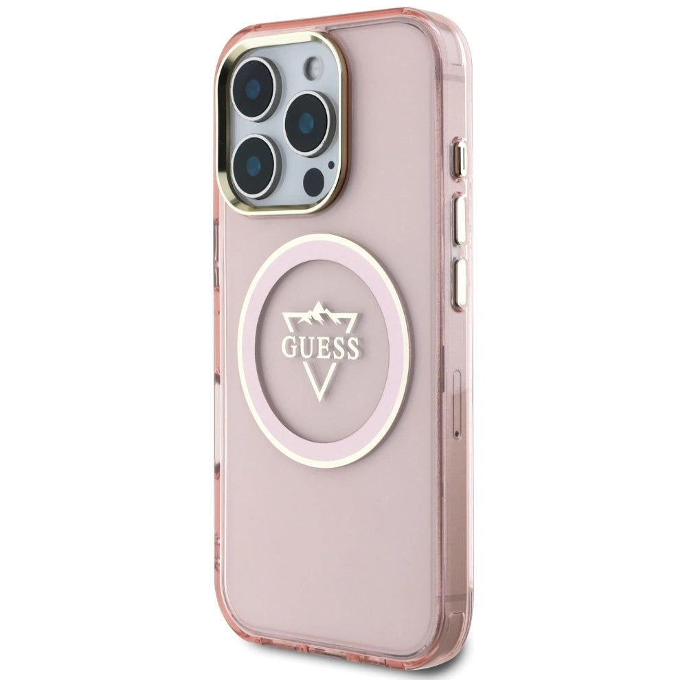 Guess IML Metal Mountain Logo MagSafe iPhone 16 Pro Case - Pink_1