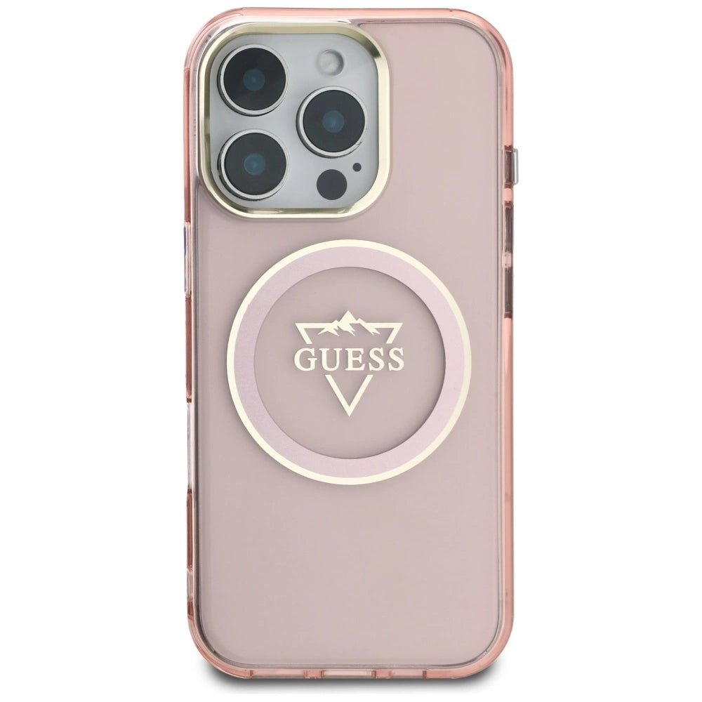 Guess IML Metal Mountain Logo MagSafe iPhone 16 Pro Case - Pink_2