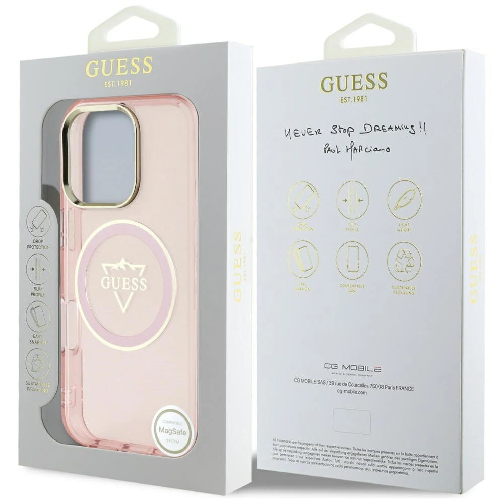 Guess IML Metal Mountain Logo MagSafe iPhone 16 Pro Case - Pink_7