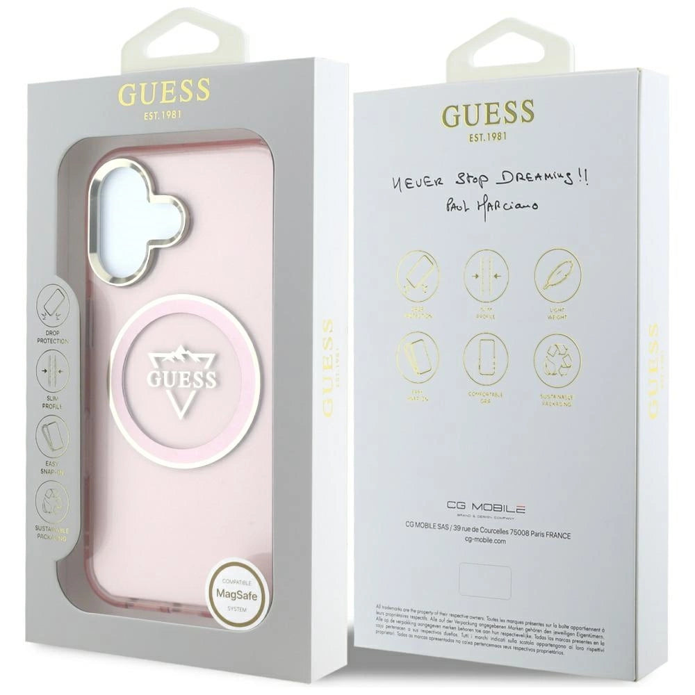Guess IML Metal Mountain Logo MagSafe iPhone 16 Case - Pink_7