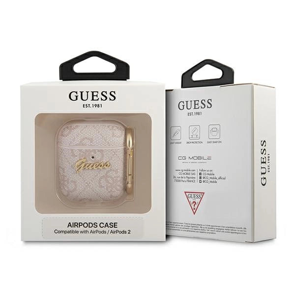 Guess 4G Script Metal Collection Case for AirPods 1 / 2 - Pink_2