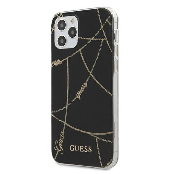 Guess Gold Chain Collection iPhone 12 Pro Max 6.7" Case - Black_0