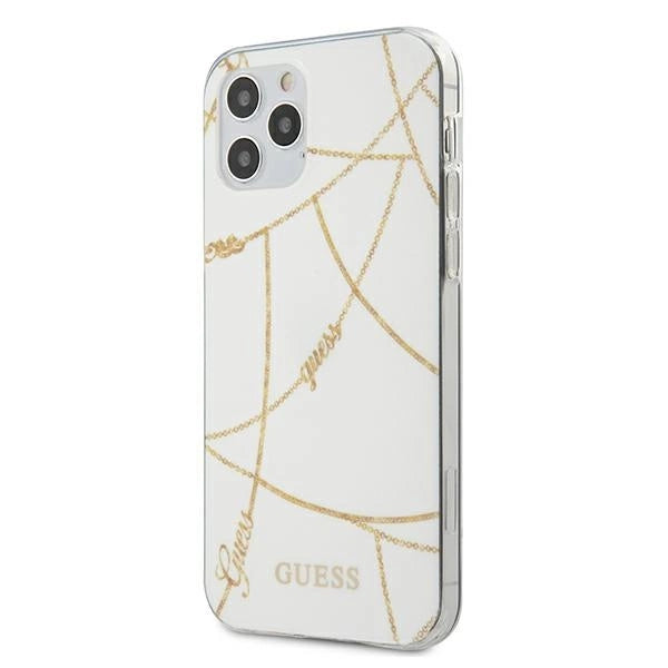 Guess Gold Chain Collection iPhone 12 Pro Max 6.7" Case - White_0