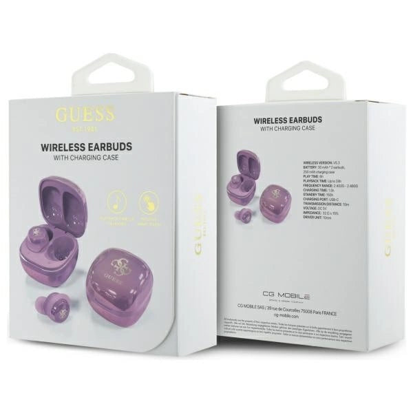 Guess 4G Printed Logo Bluetooth TWS Headphones + Docking Station - Purple_5
