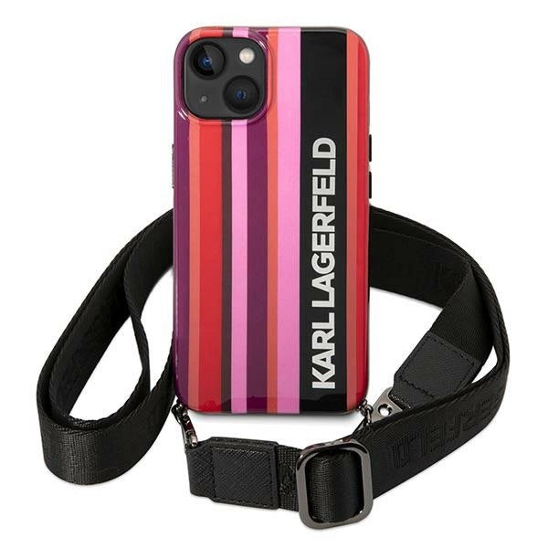 Karl Lagerfeld Color Stripes Strap Case for iPhone 14 Plus / 15 Plus 6.7" - Pink_1