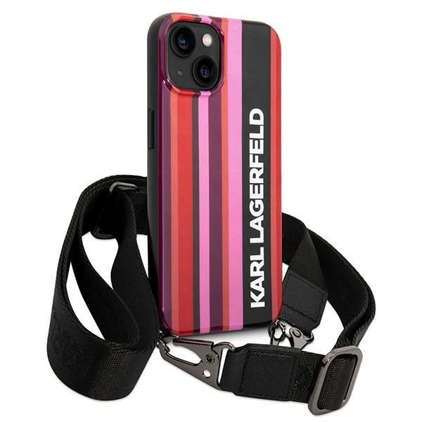 Karl Lagerfeld Color Stripes Strap Case for iPhone 14 Plus / 15 Plus 6.7" - Pink_2