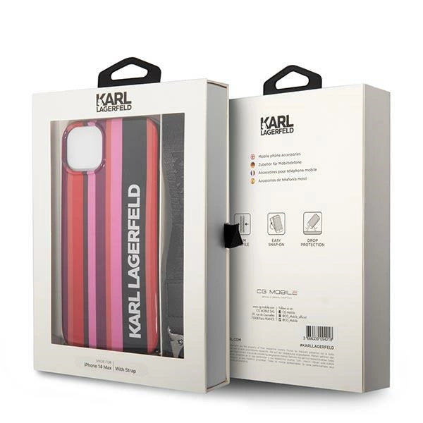 Karl Lagerfeld Color Stripes Strap Case for iPhone 14 Plus / 15 Plus 6.7" - Pink_6