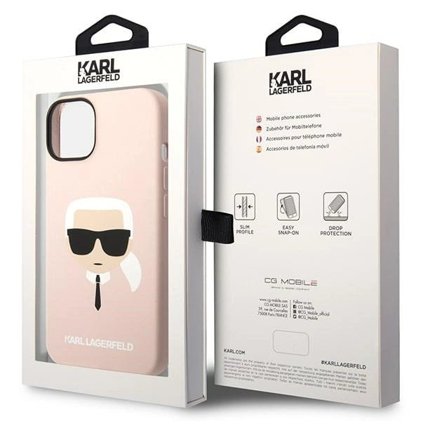 Karl Lagerfeld Silicone Karl`s Head Case for iPhone 14 / 15 / 13 6.1" - pink_7