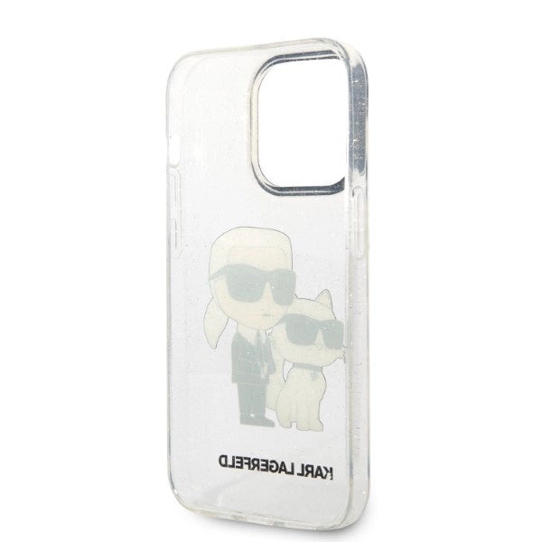 Karl Lagerfeld Glitter Karl&Choupette Case for iPhone 14 Pro Max 6.7" - Transparent_6