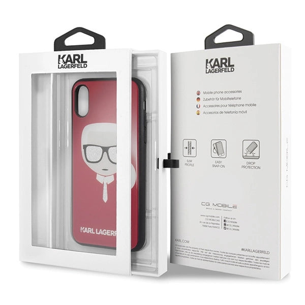 Karl Lagerfeld Iconic Glitter Karl`s Head iPhone X / Xs Case - Red_6