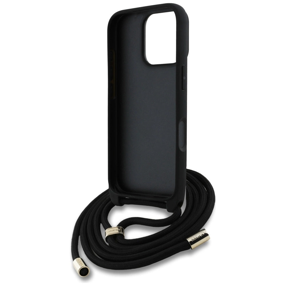 Guess 4G Big Logo Cord Stap Crossbody Case for iPhone 16 Pro Black_5