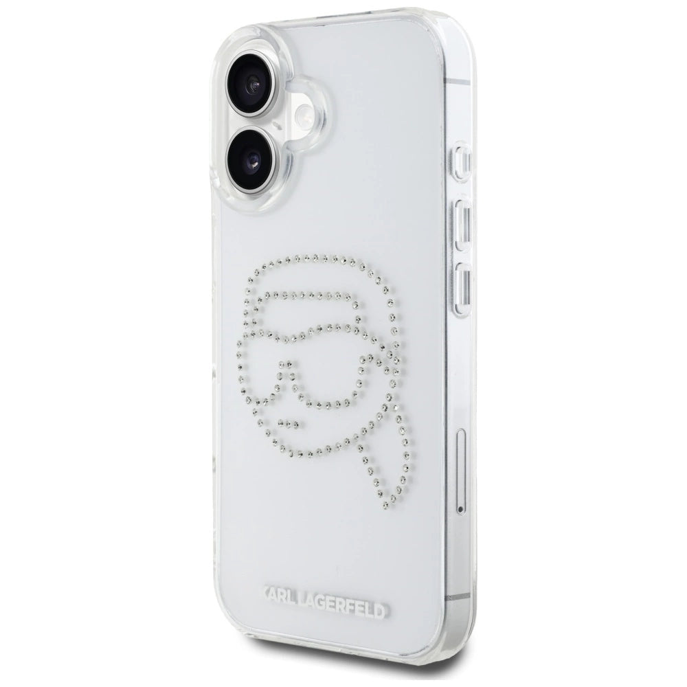 Karl Lagerfeld IML Rhinestones Karl Head Case for iPhone 16 Clear_1