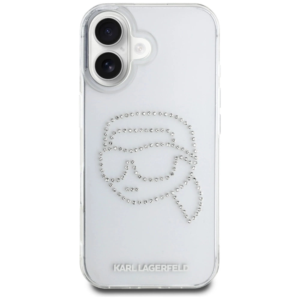 Karl Lagerfeld IML Rhinestones Karl Head Case for iPhone 16 Clear_2