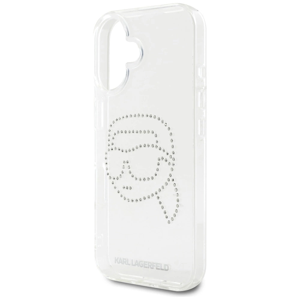 Karl Lagerfeld IML Rhinestones Karl Head Case for iPhone 16 Clear_5
