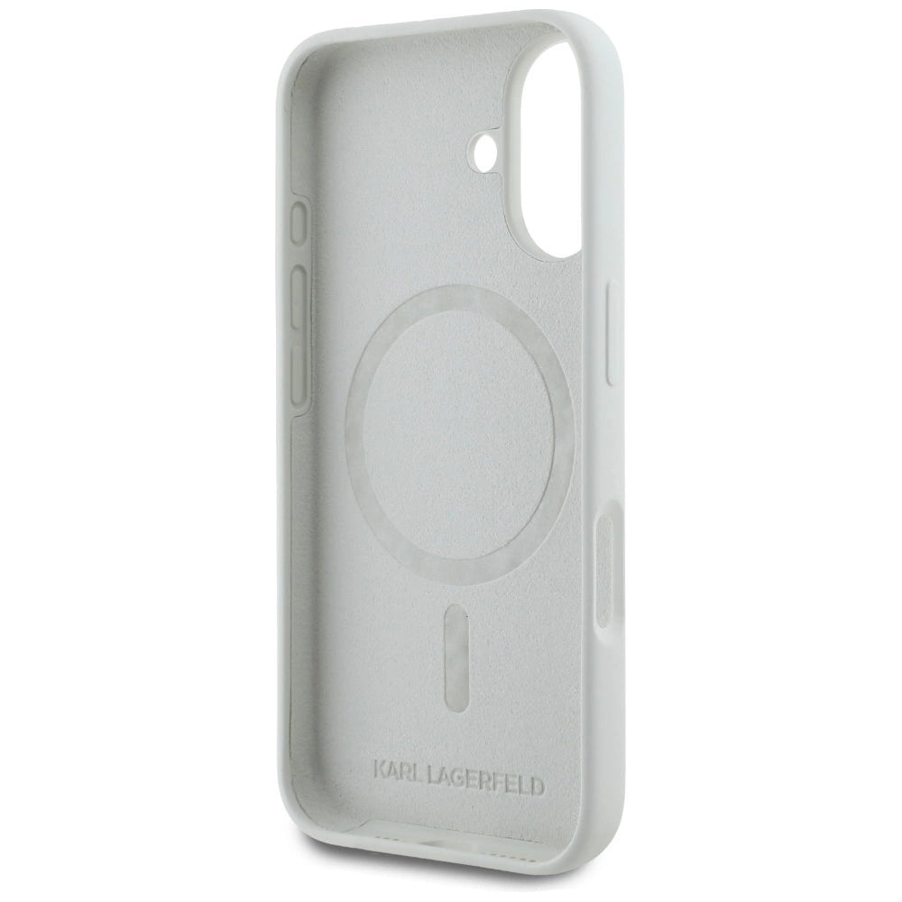 Karl Lagerfeld Silicone Double Heads And Circle MagSafe case for iPhone 16 beige_6