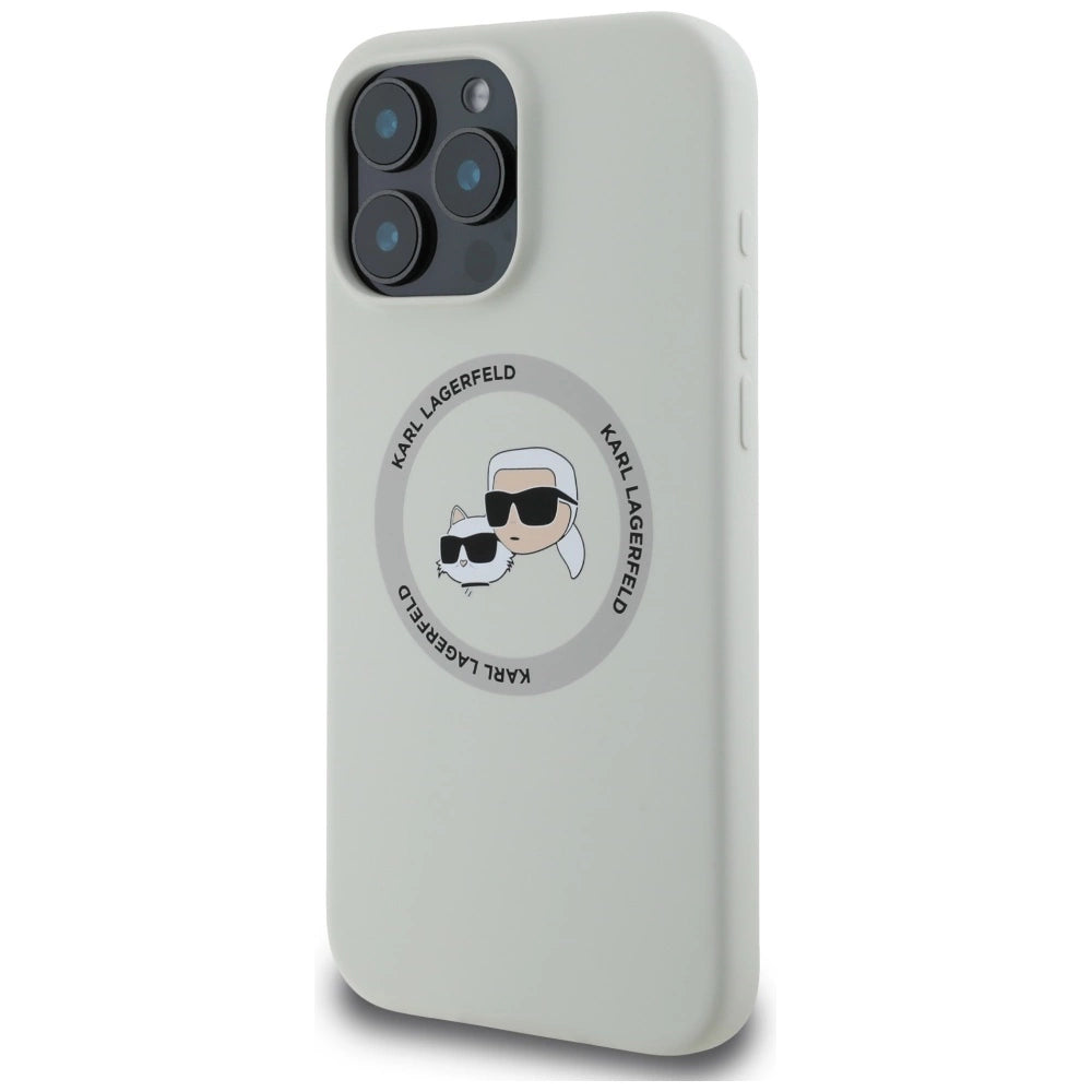 Karl Lagerfeld Silicone Double Heads And Circle MagSafe Case for iPhone 16 Pro Beige_1