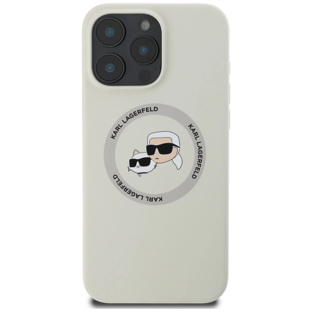 Karl Lagerfeld Silicone Double Heads And Circle MagSafe Case for iPhone 16 Pro Beige_2