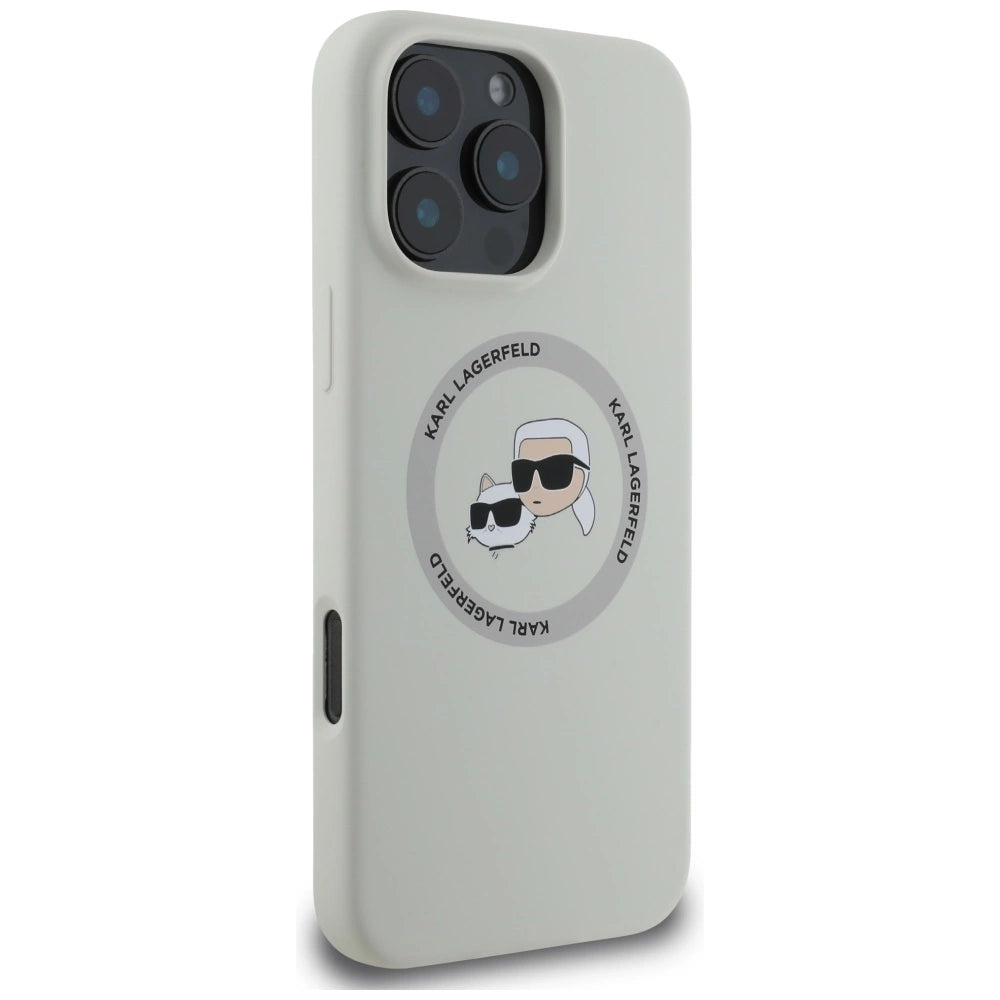 Karl Lagerfeld Silicone Double Heads And Circle MagSafe Case for iPhone 16 Pro Beige_3