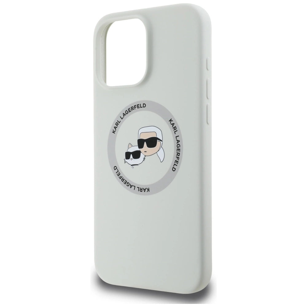 Karl Lagerfeld Silicone Double Heads And Circle MagSafe Case for iPhone 16 Pro Beige_5