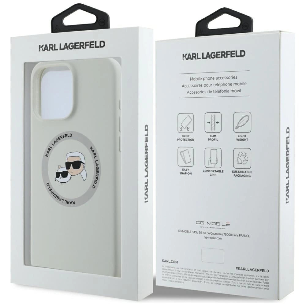 Karl Lagerfeld Silicone Double Heads And Circle MagSafe Case for iPhone 16 Pro Beige_7