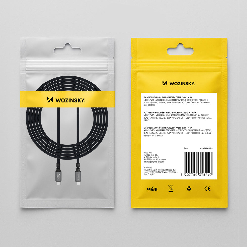 Wozinsky WPS-UY42S USB-C Thunderbolt 4 Cable 240W 2m 4K - Black_10