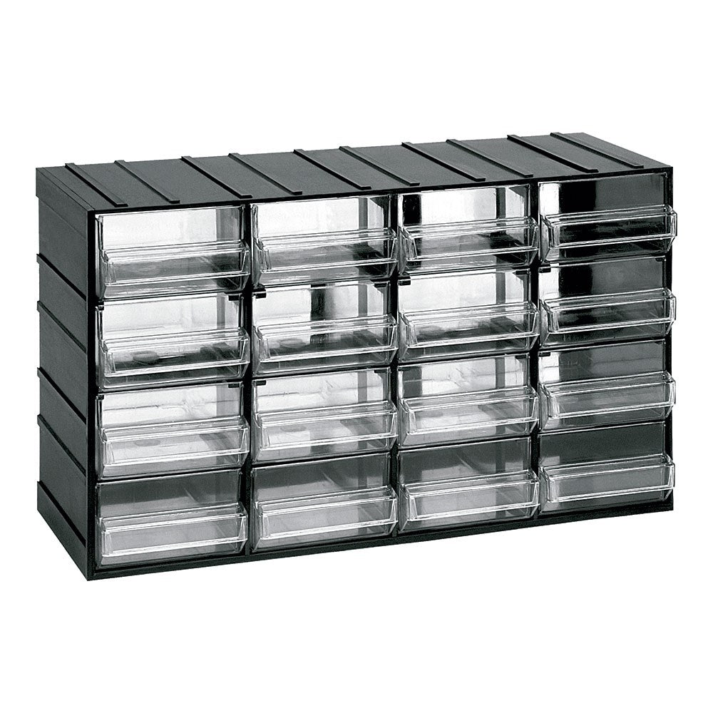 Cômoda modular com 16 gavetas transparentes, 382 x 148 x 230 mm_0
