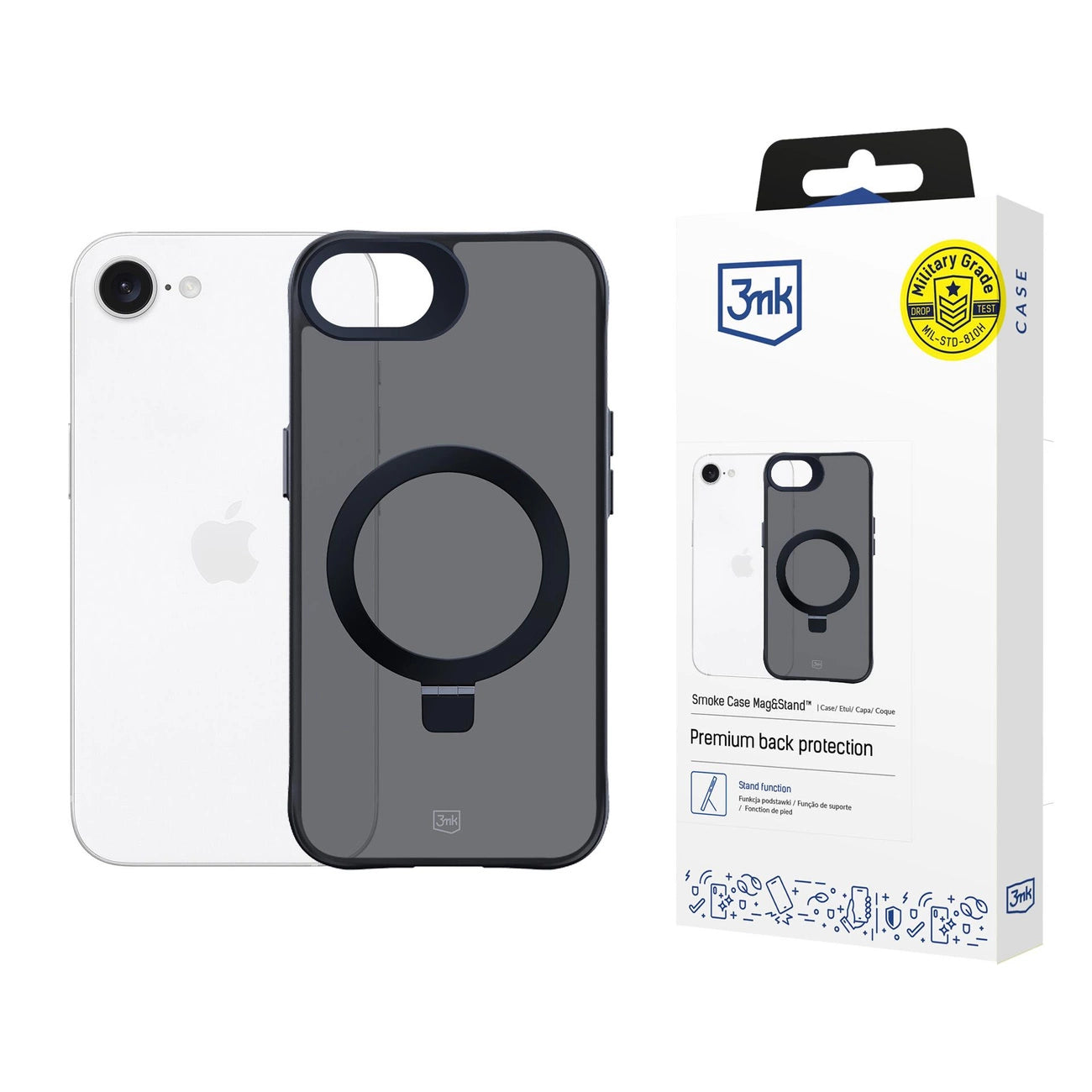 3mk Smoke Case Mag&Stand for Apple iPhone 16E - black_0