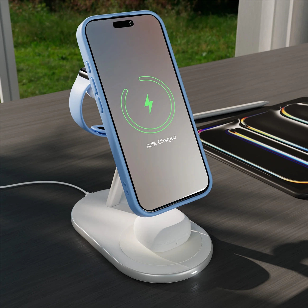 Puro Mag Station Qi2 3-in-1 Wireless Charger Compatible with MagSafe - White_7