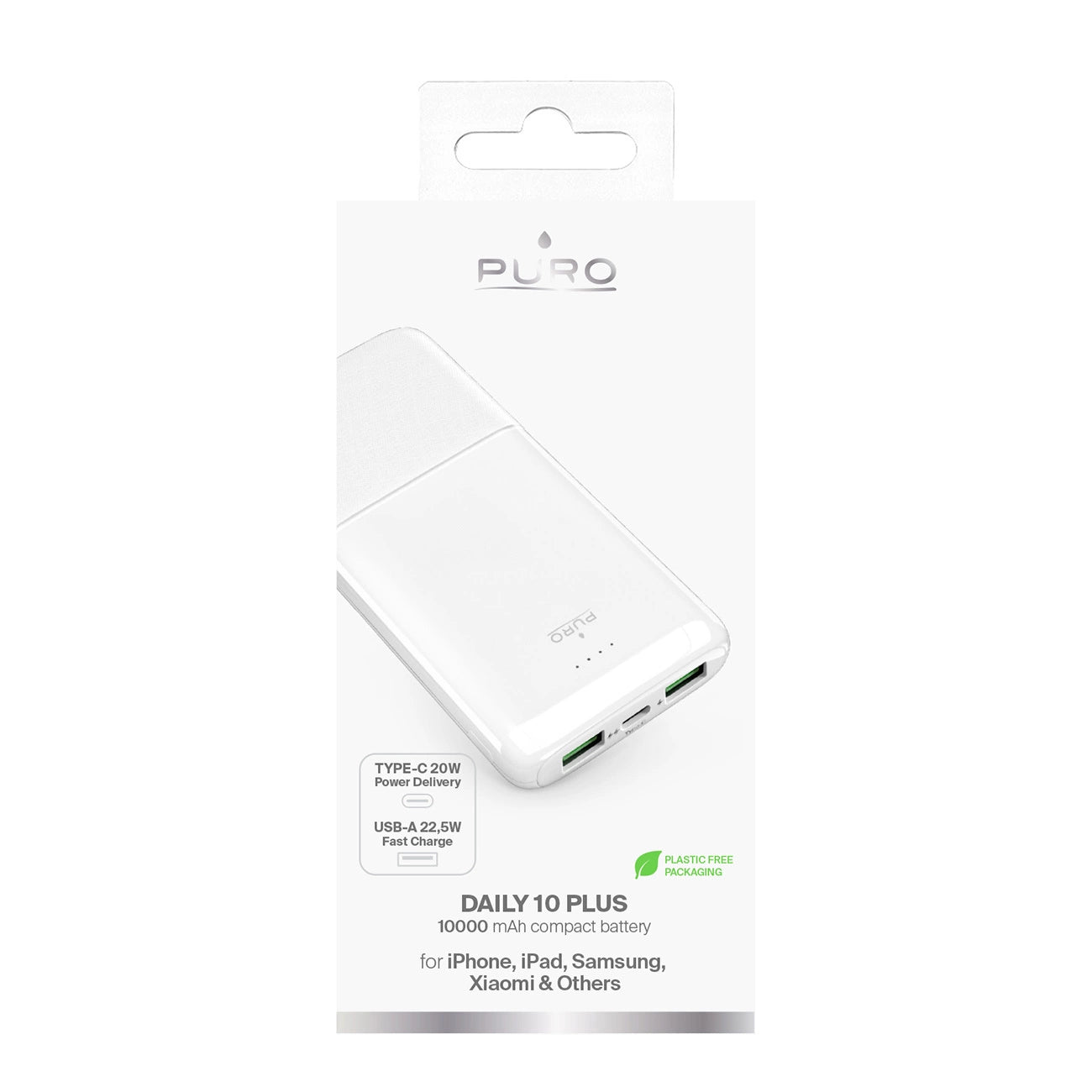 Powerbank Puro DAILY 10 PLUS 10000mAh 2x USBA / 1x USB-C 22.5W - white_2