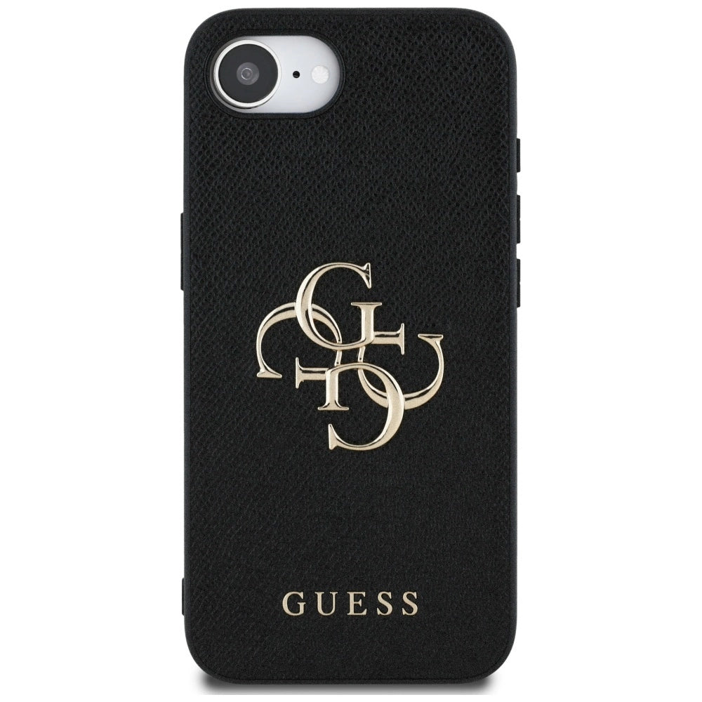 Guess PU Grained 4G Metal Logo case for iPhone 16e - black_2
